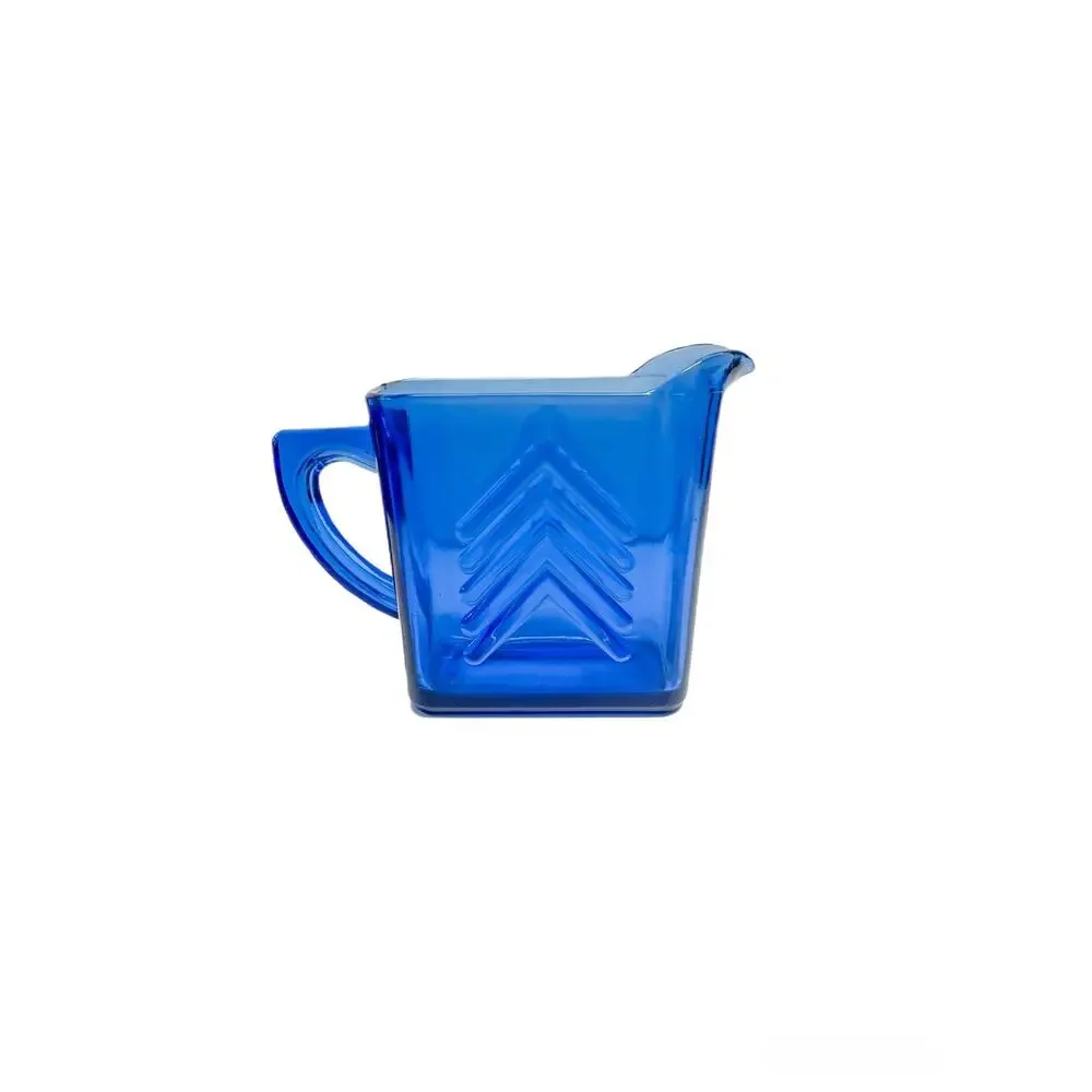 Vintage Hazel Atlas Cobalt Blue Chevron Pattern Creamer Pitcher